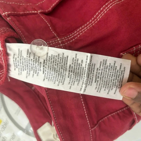 Joie Madelia Cargo Pant Cardinal Red Slim Straight Leg Cargo Painter Ankle sz 2 - Picture 5 of 7